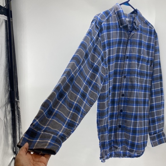Wolverine blue grey black plaid flannel button down work wear outdoor Gorpcore - Picture 3 of 6